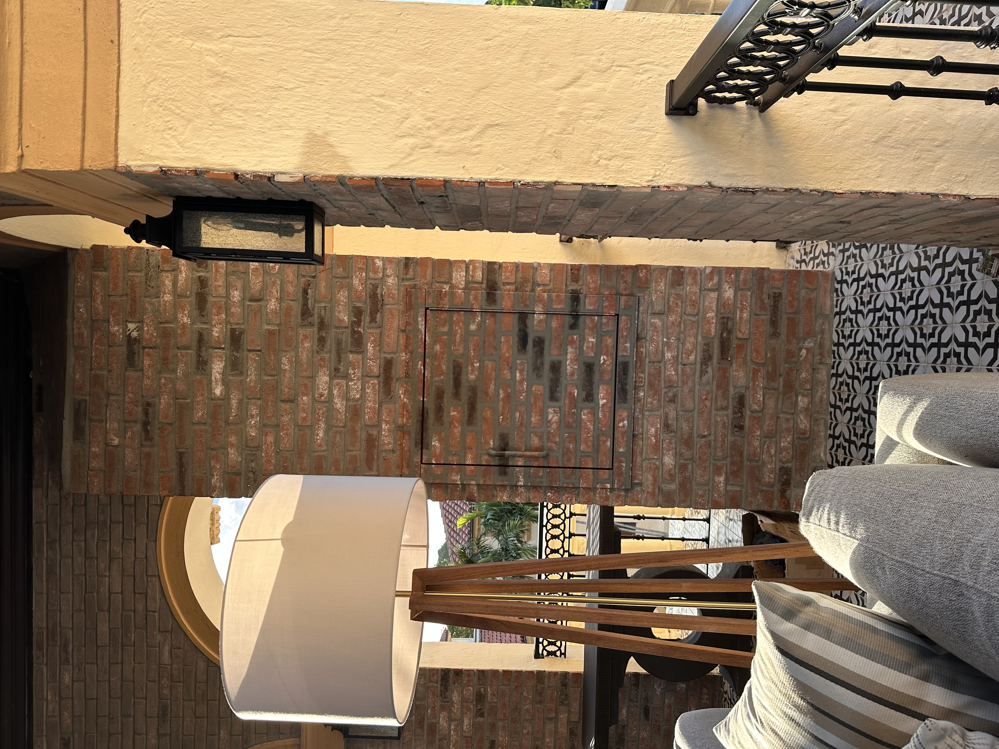 Faux brick interior detail