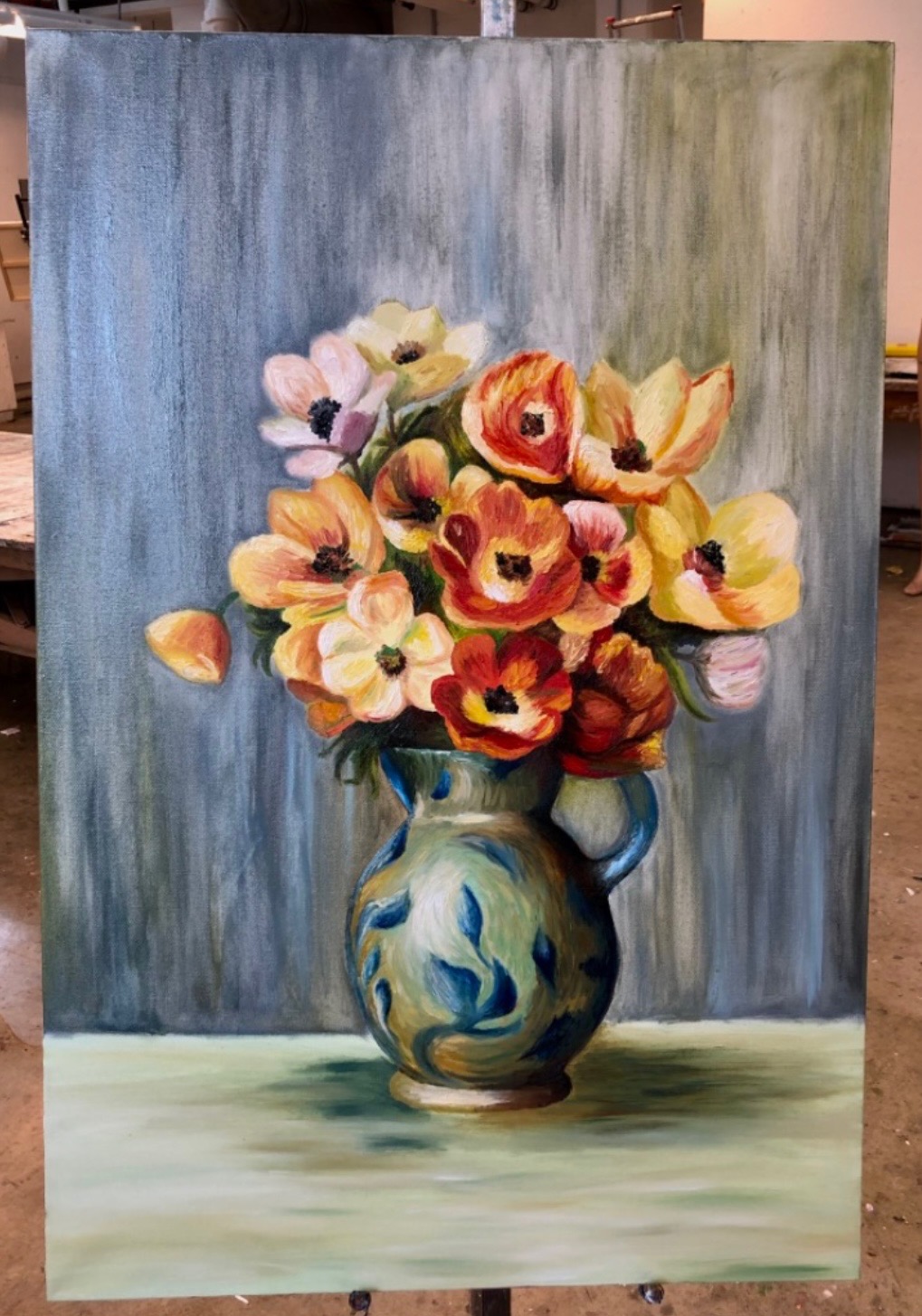 Anemones in Vase — oil painting by Breanna Malone
