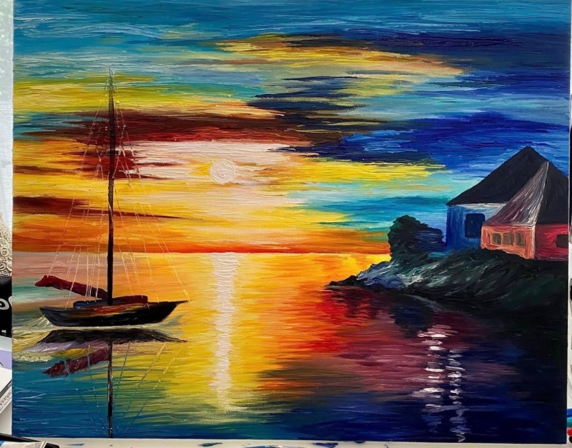 The Swimmer — oil painting by Breanna Malone