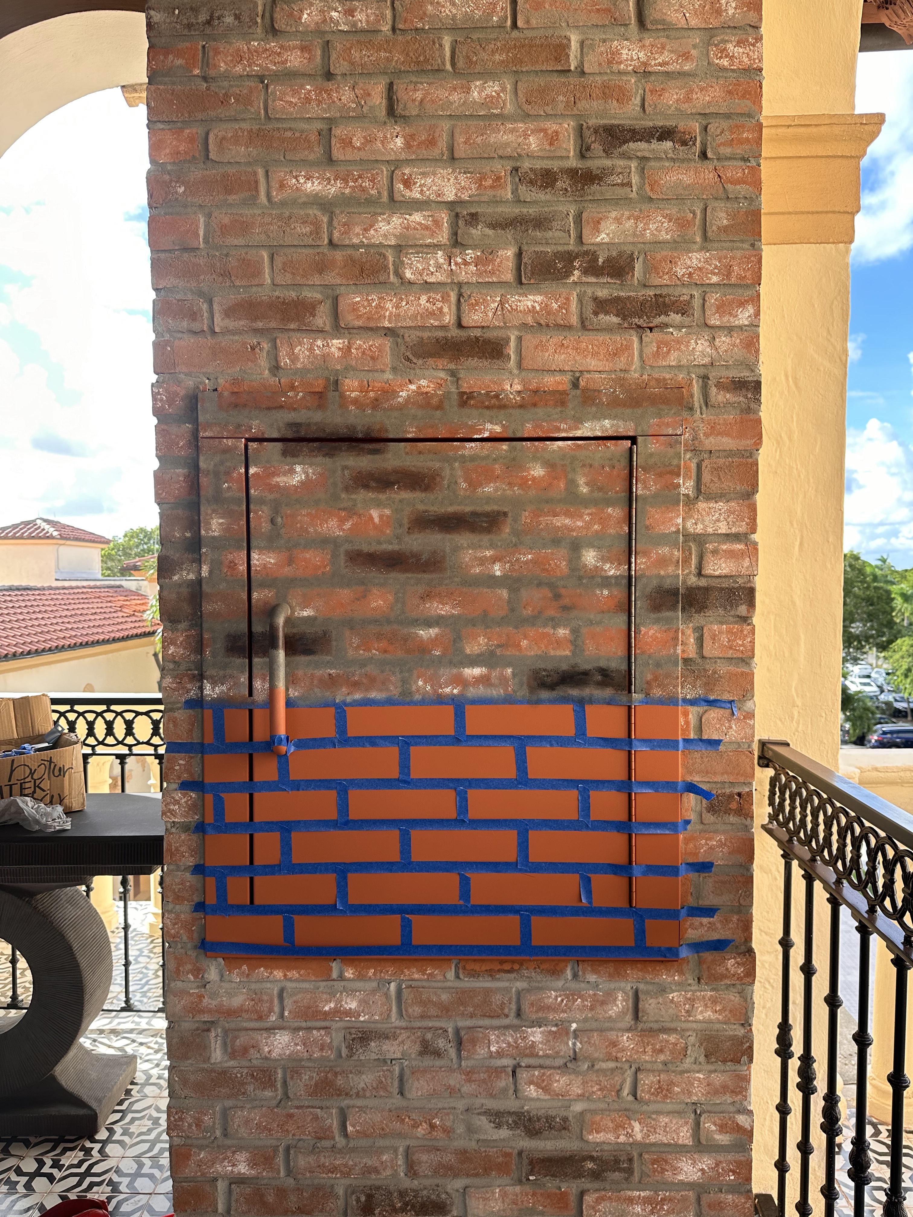 Faux aged brick and stone finish